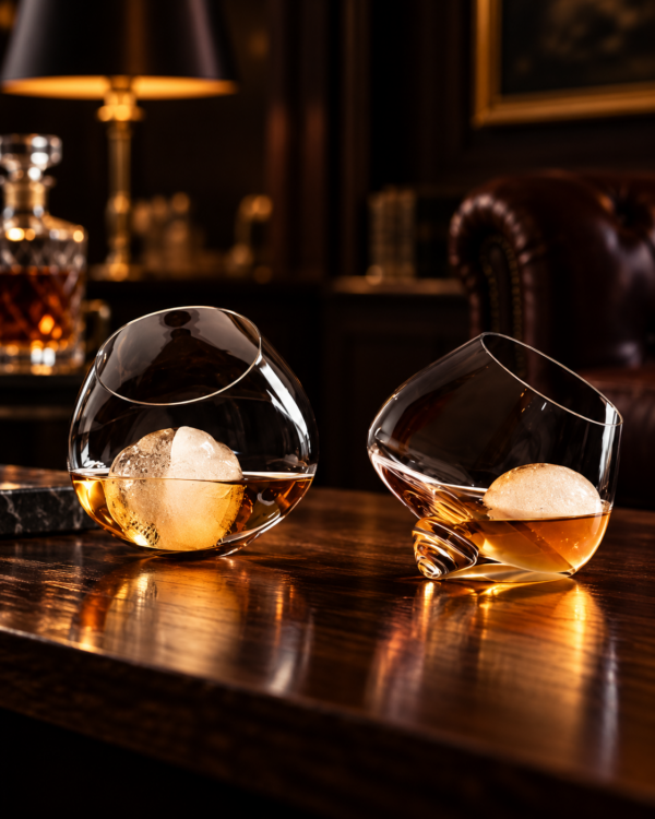 2 verres à Whisky toupie