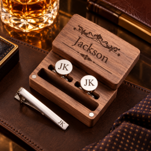 Boutons de manchettes en bois personnalisés