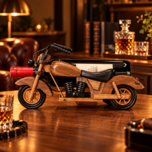 Support à vin moto en bois