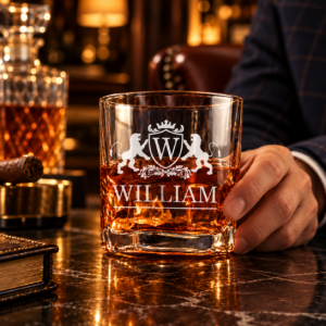 L’Empreinte — Verre à whisky personnalisé avec blason et prénom